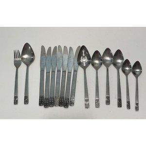 15 Carlyle CAMEO Stainless Satin Handle Hong Kong Silverware Fork Spoon Knife